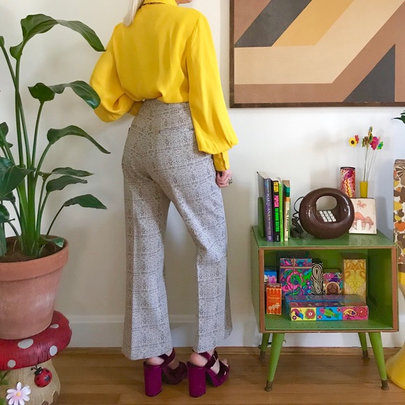 Vintage 70s psychedelic kick flares cropped slacks - Picture 3 of 6